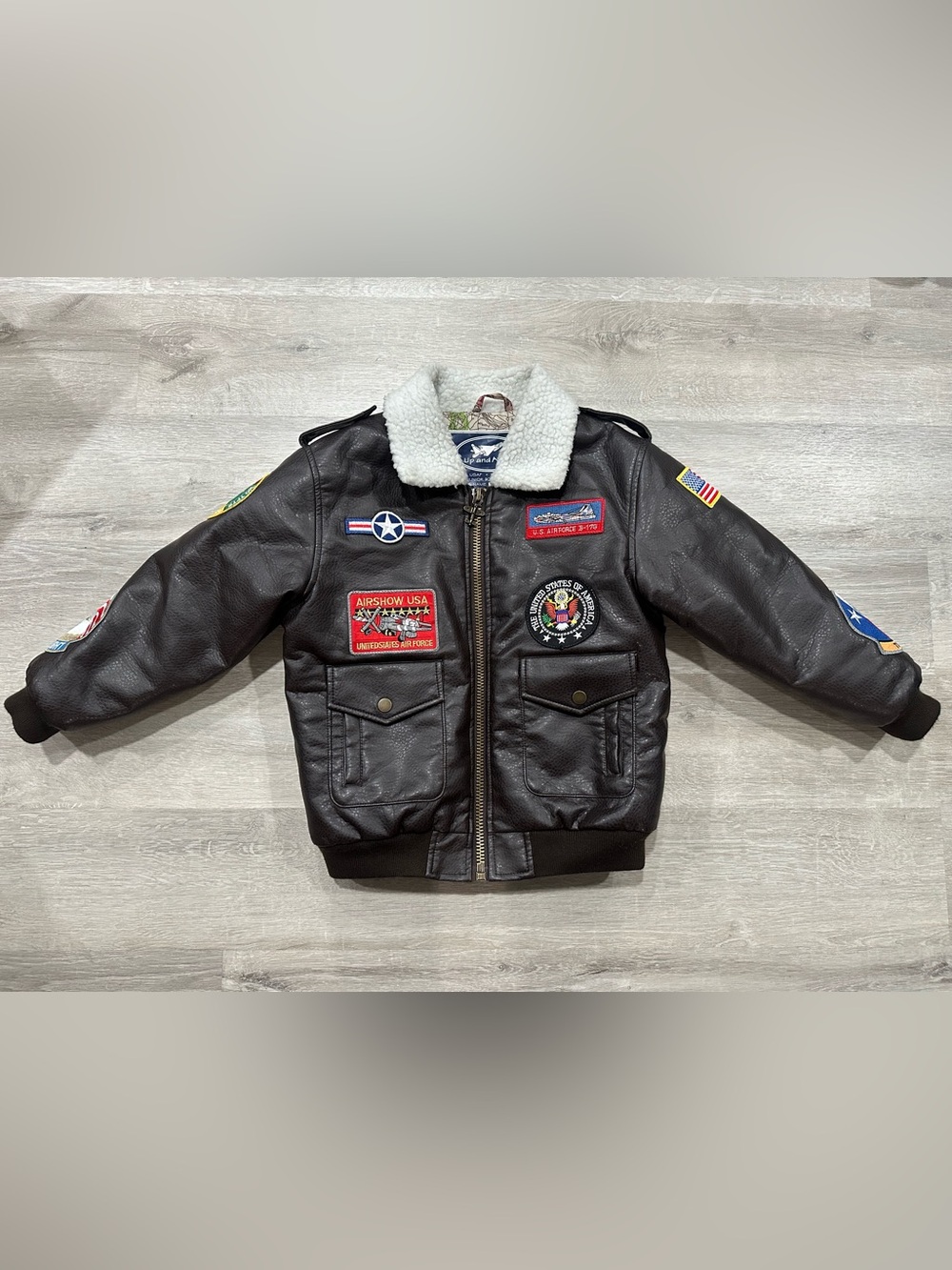 I341 Up and Away USAF Type A-2 Junior Flight Bomber Jacket Top Gun Size Large 7